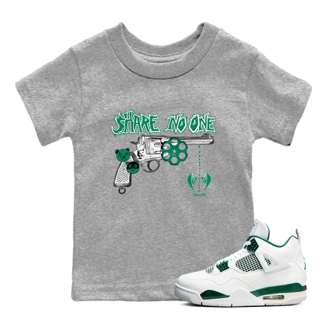 Share No One snkmatch Tees Kids - Air Jordan 4 Oxidized Green