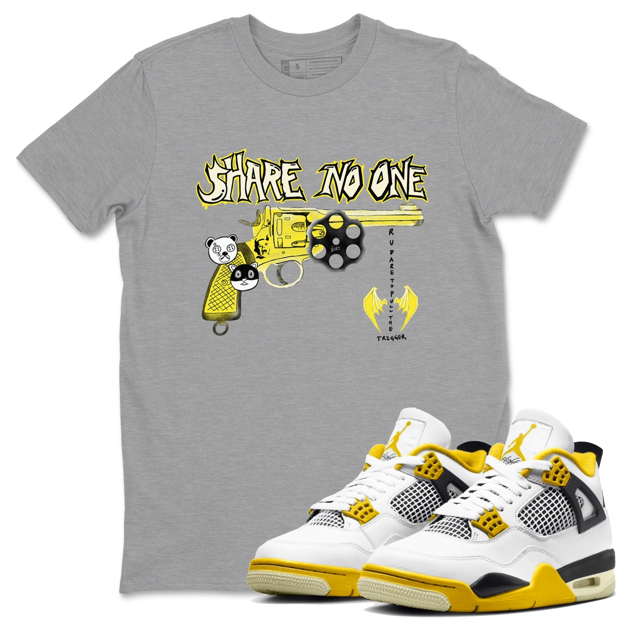 Share No One snkmatch Tees - Air Jordan 4 Vivid Sulfur