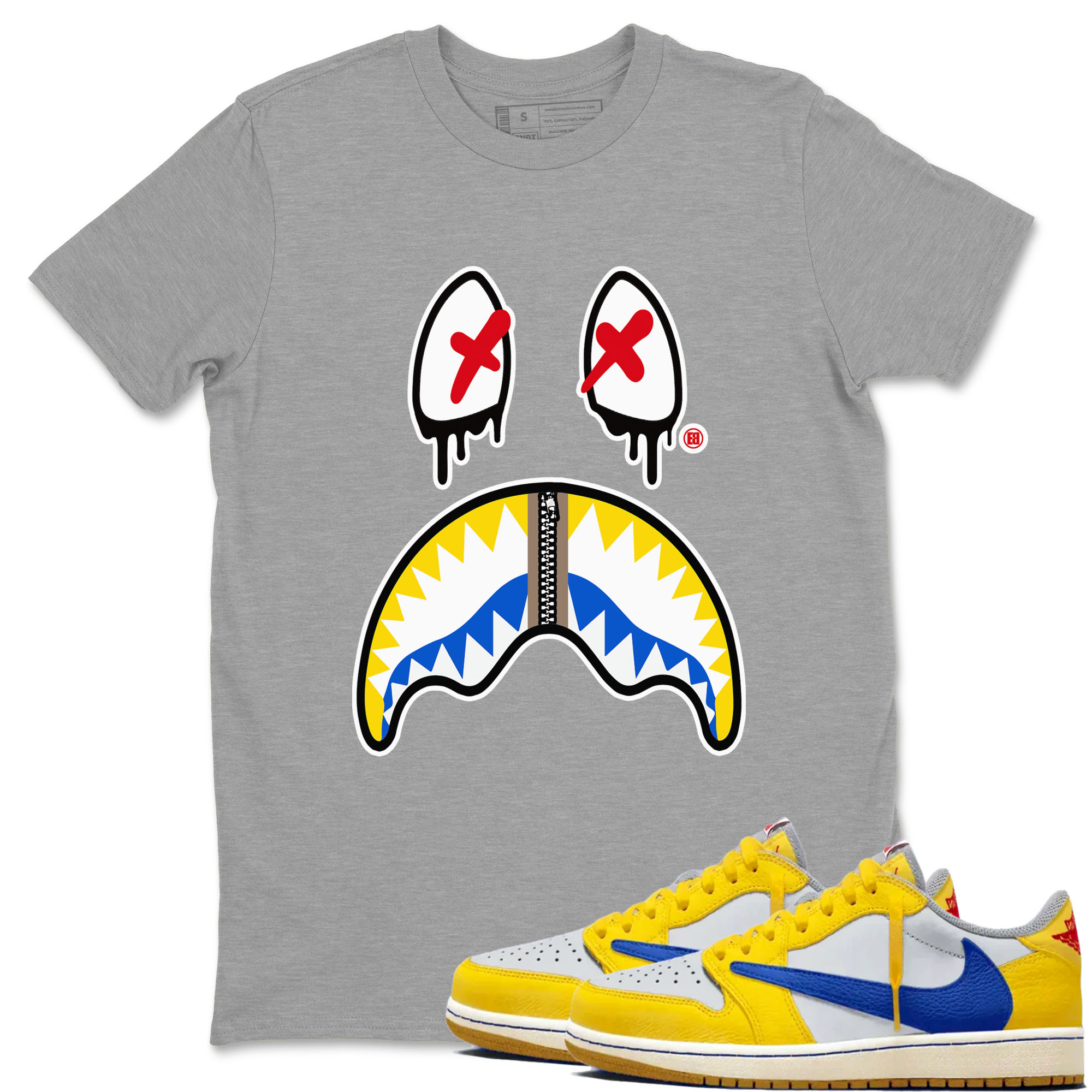 Shark Face snkmatch Tees - Air Jordan 1 Travis Scott Canary