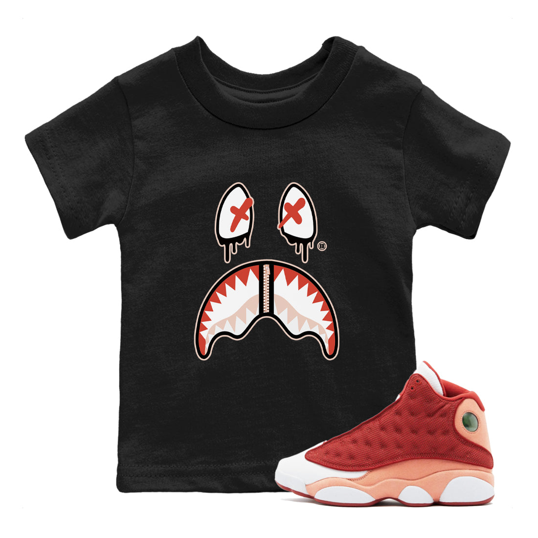Shark Face snkmatch Tees Kids - Air Jordan 13 Dune Red