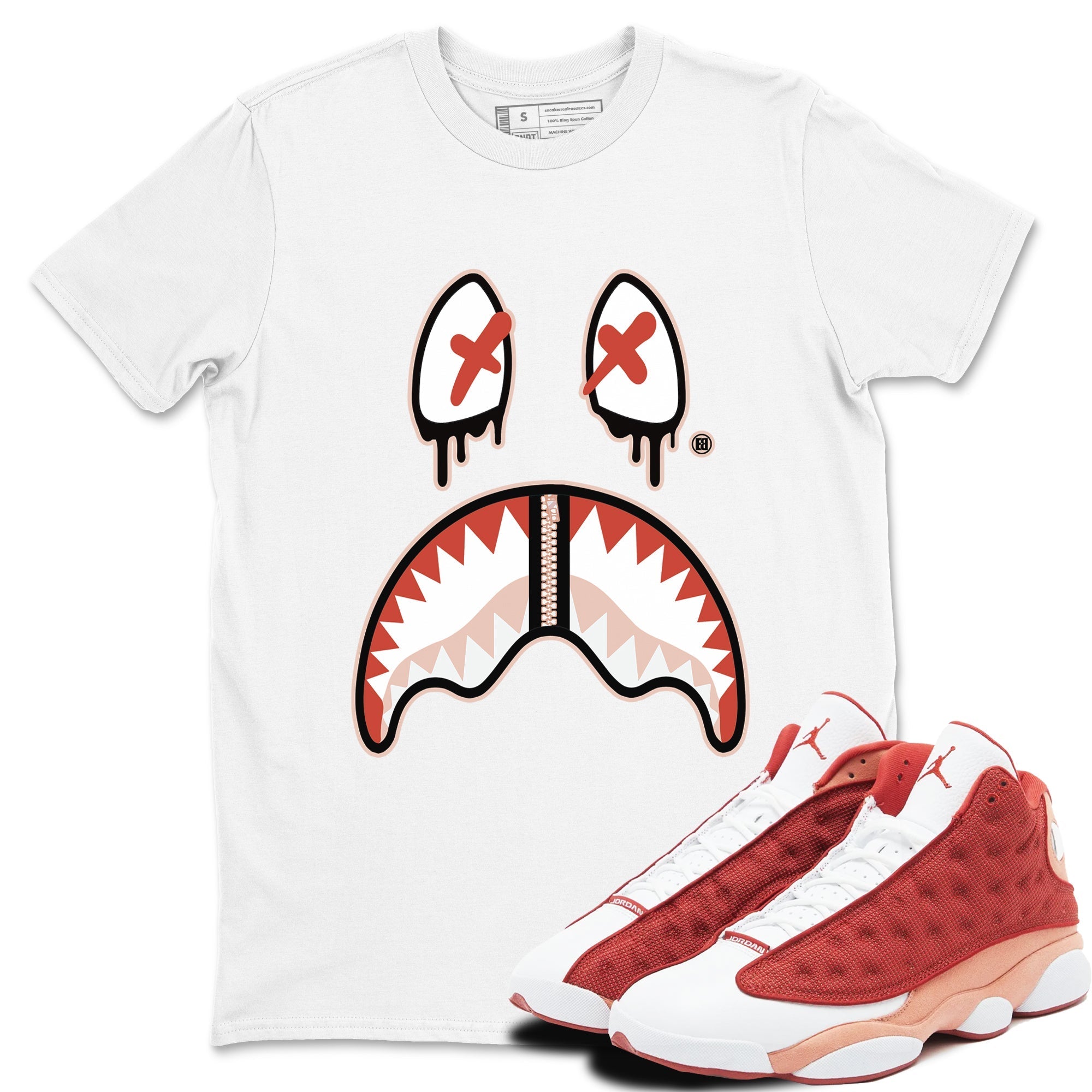 Shark Face snkmatch Tees - Air Jordan 13 Dune Red