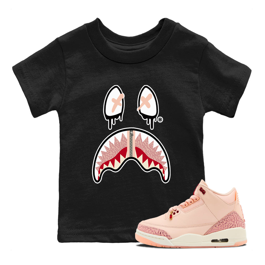 Shark Face snkmatch Tees Kids - Air Jordan 3 Valentines Day