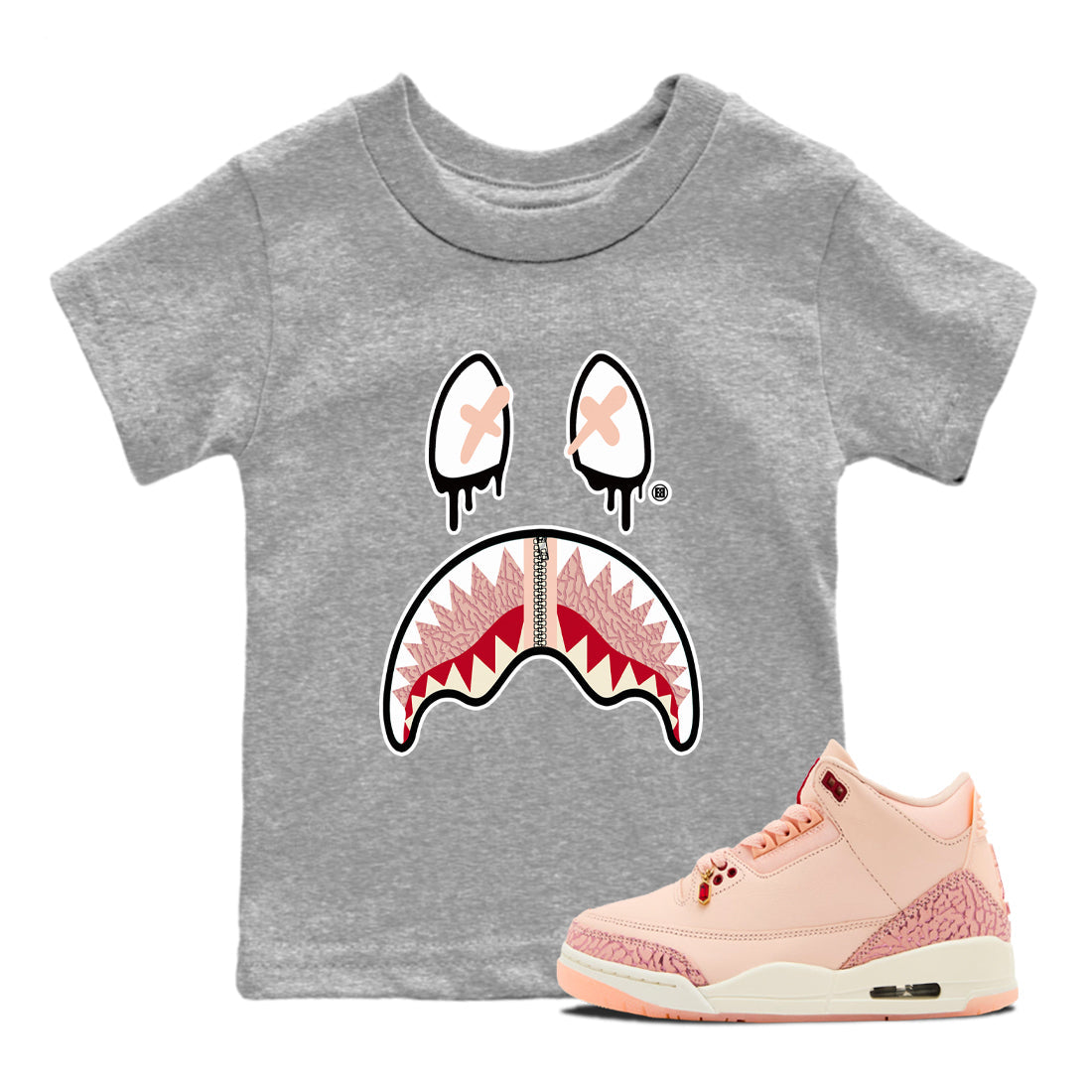 Shark Face snkmatch Tees Kids - Air Jordan 3 Valentines Day