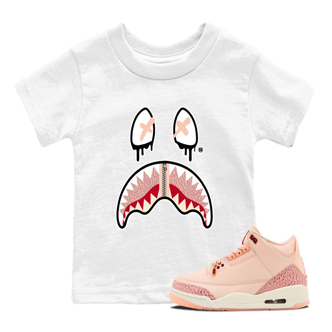 Shark Face snkmatch Tees Kids - Air Jordan 3 Valentines Day