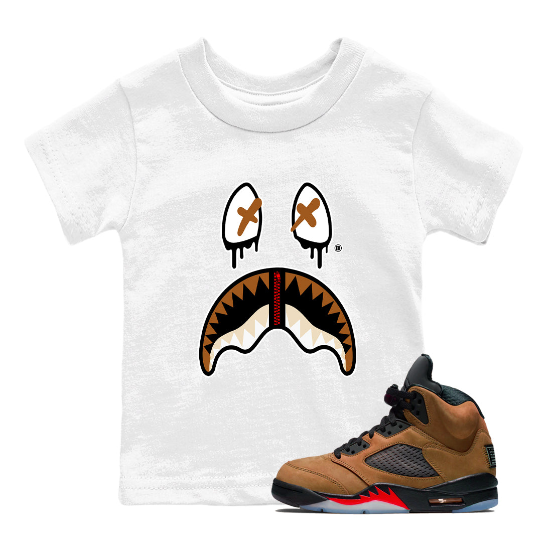 Shark Face snkmatch Tees Kids - Air Jordan 5 Archaeo Brown
