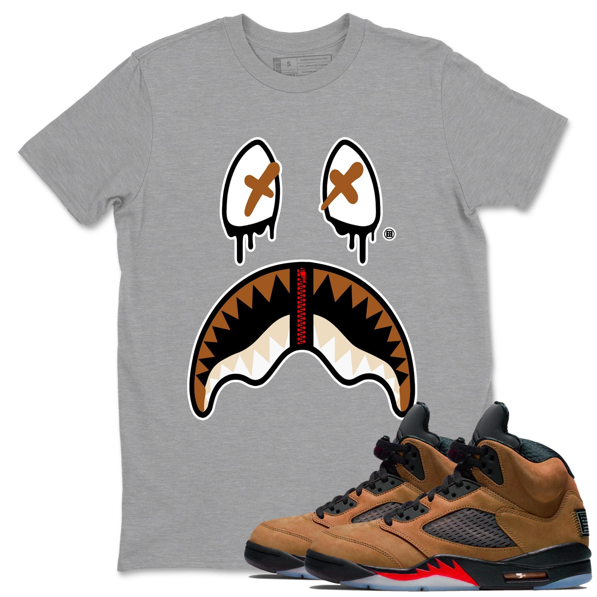 Shark Face snkmatch Tees - Air Jordan 5 Archaeo Brown