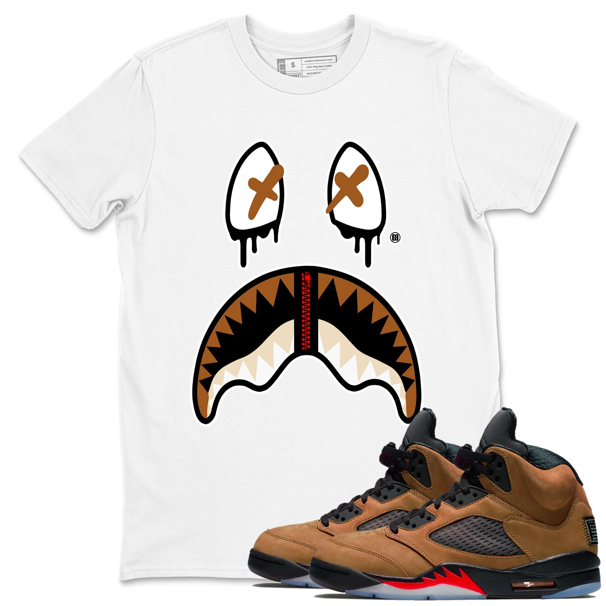 Shark Face snkmatch Tees - Air Jordan 5 Archaeo Brown