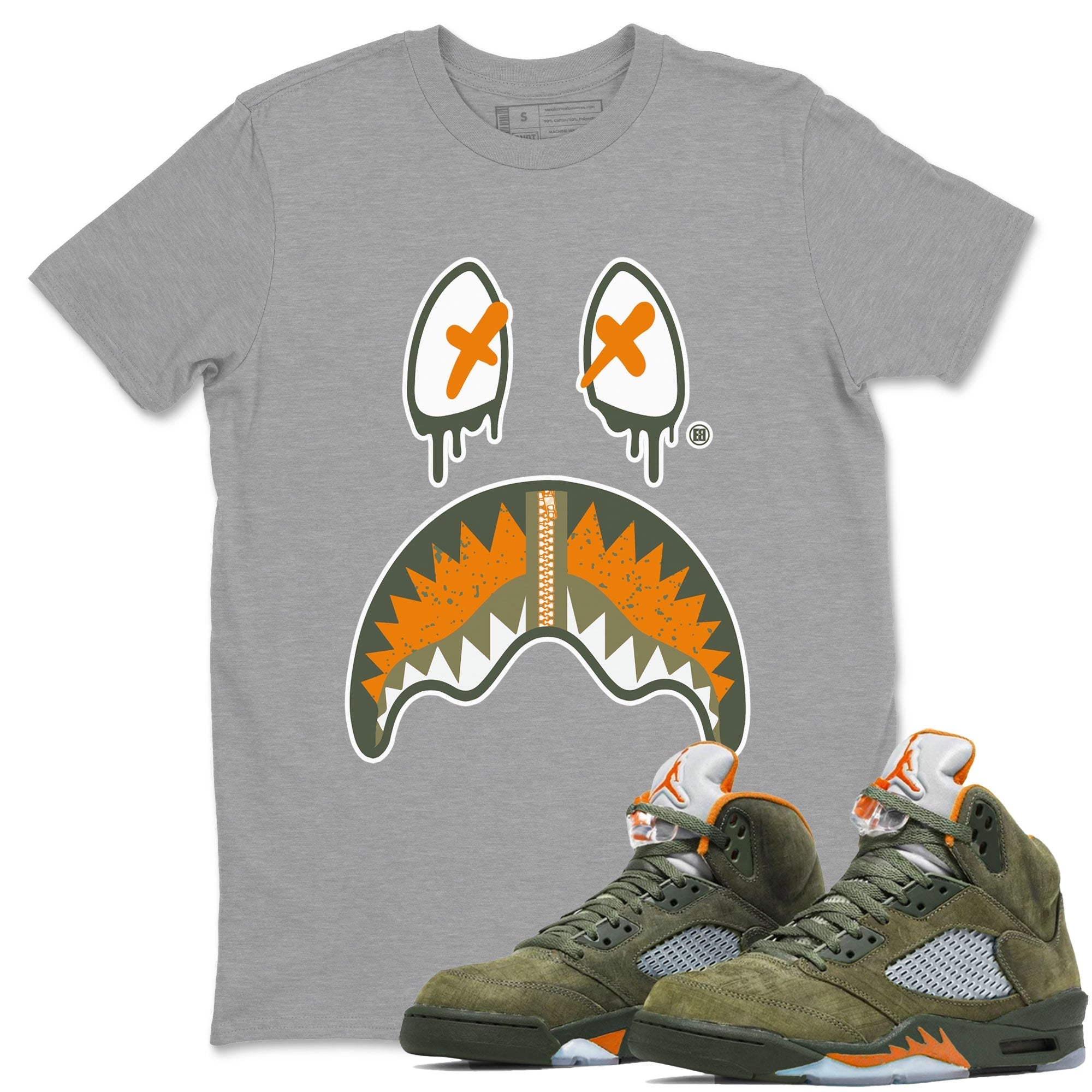 Shark Face snkmatch Tees - Air Jordan 5 Olive