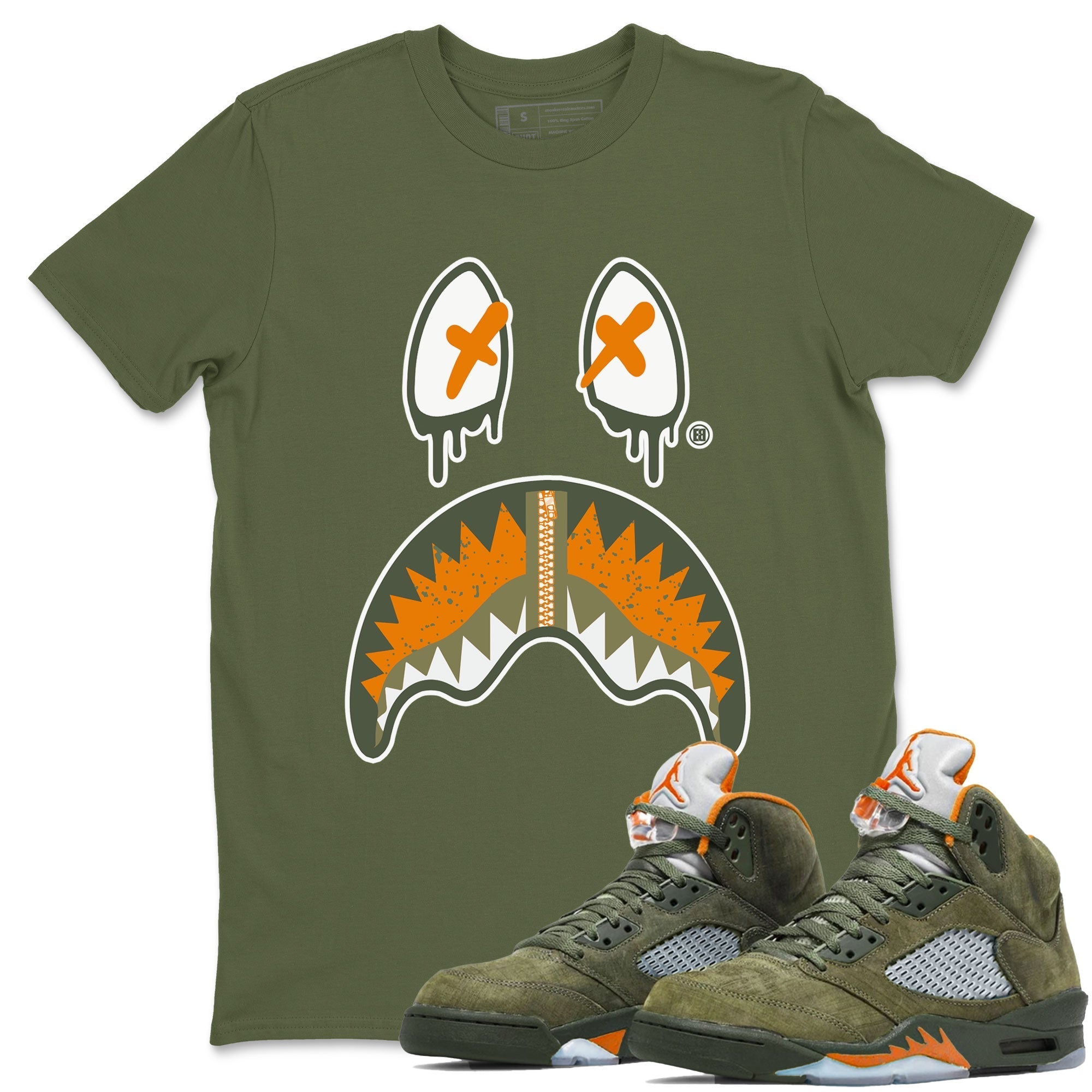 Shark Face snkmatch Tees - Air Jordan 5 Olive