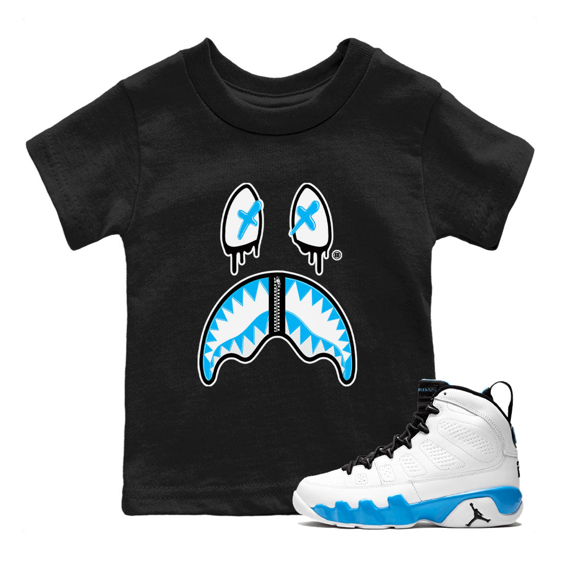 Shark Face snkmatch Tees Kids - Air Jordan 9 Powder Blue