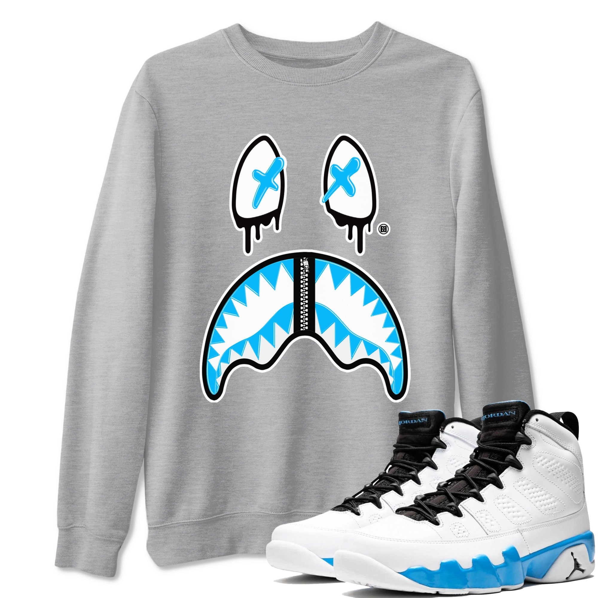 Shark Face snkmatch Tees - Air Jordan 9 Powder Blue