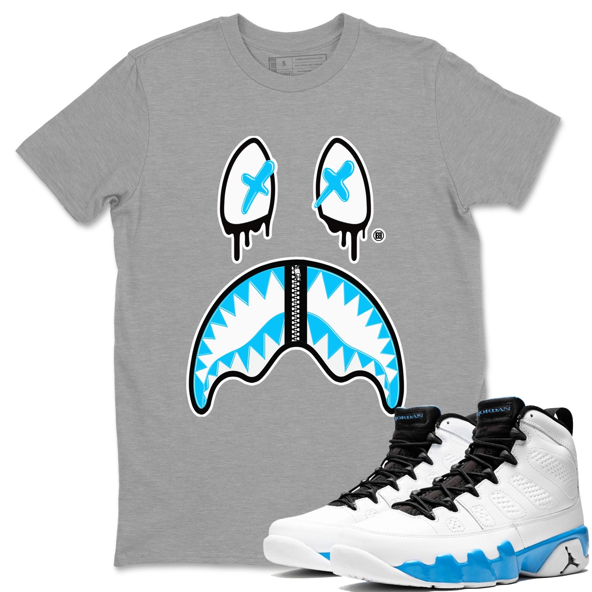 Shark Face snkmatch Tees - Air Jordan 9 Powder Blue