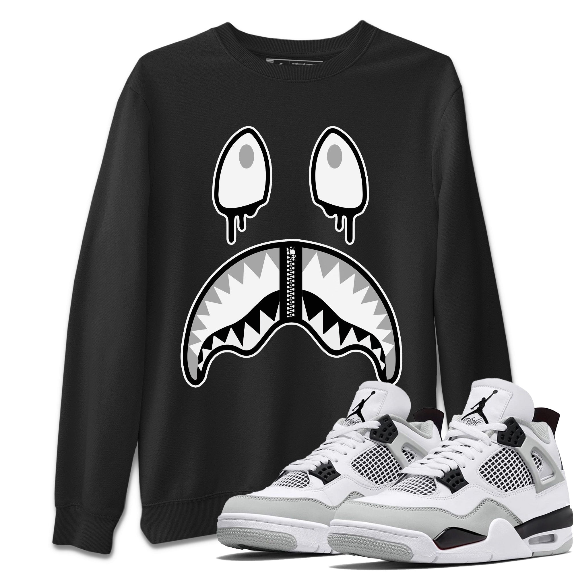 Shark Face Unisex Tops - Air Jordan 4 Military Black