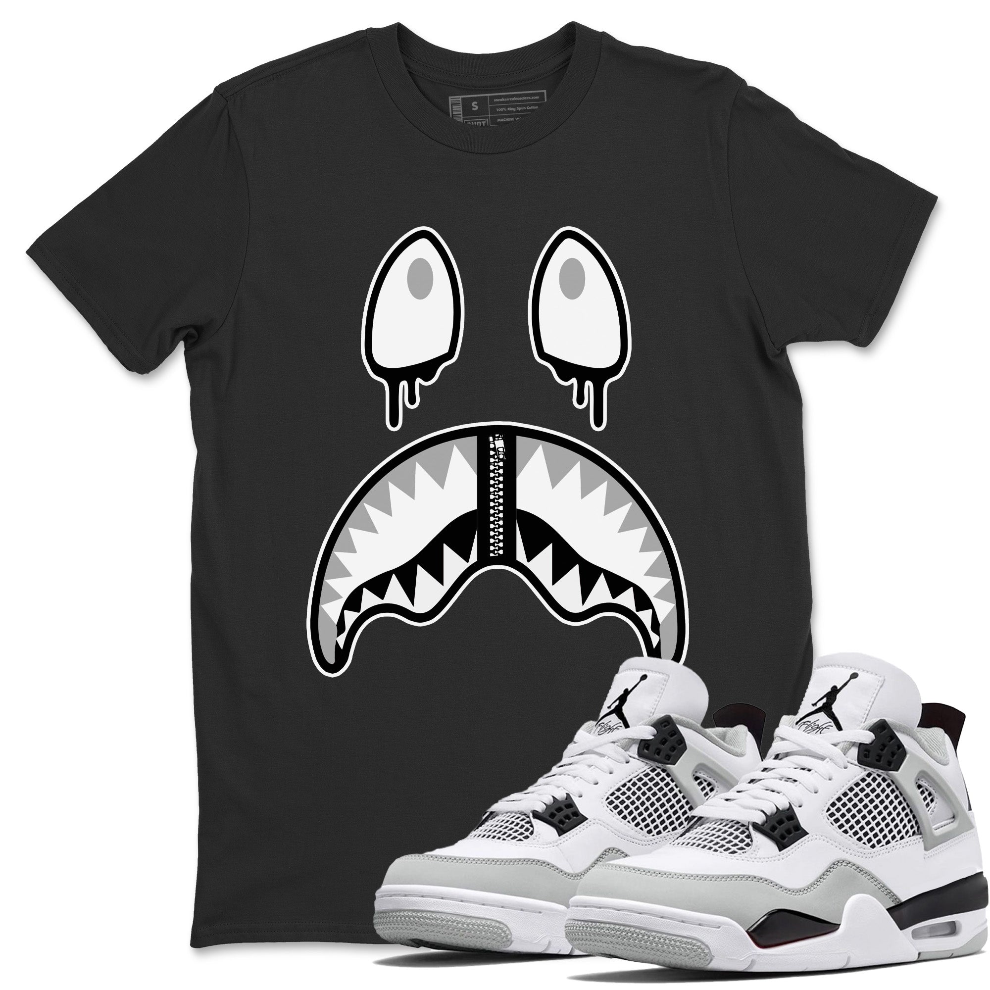 Shark Face Unisex Tops - Air Jordan 4 Military Black