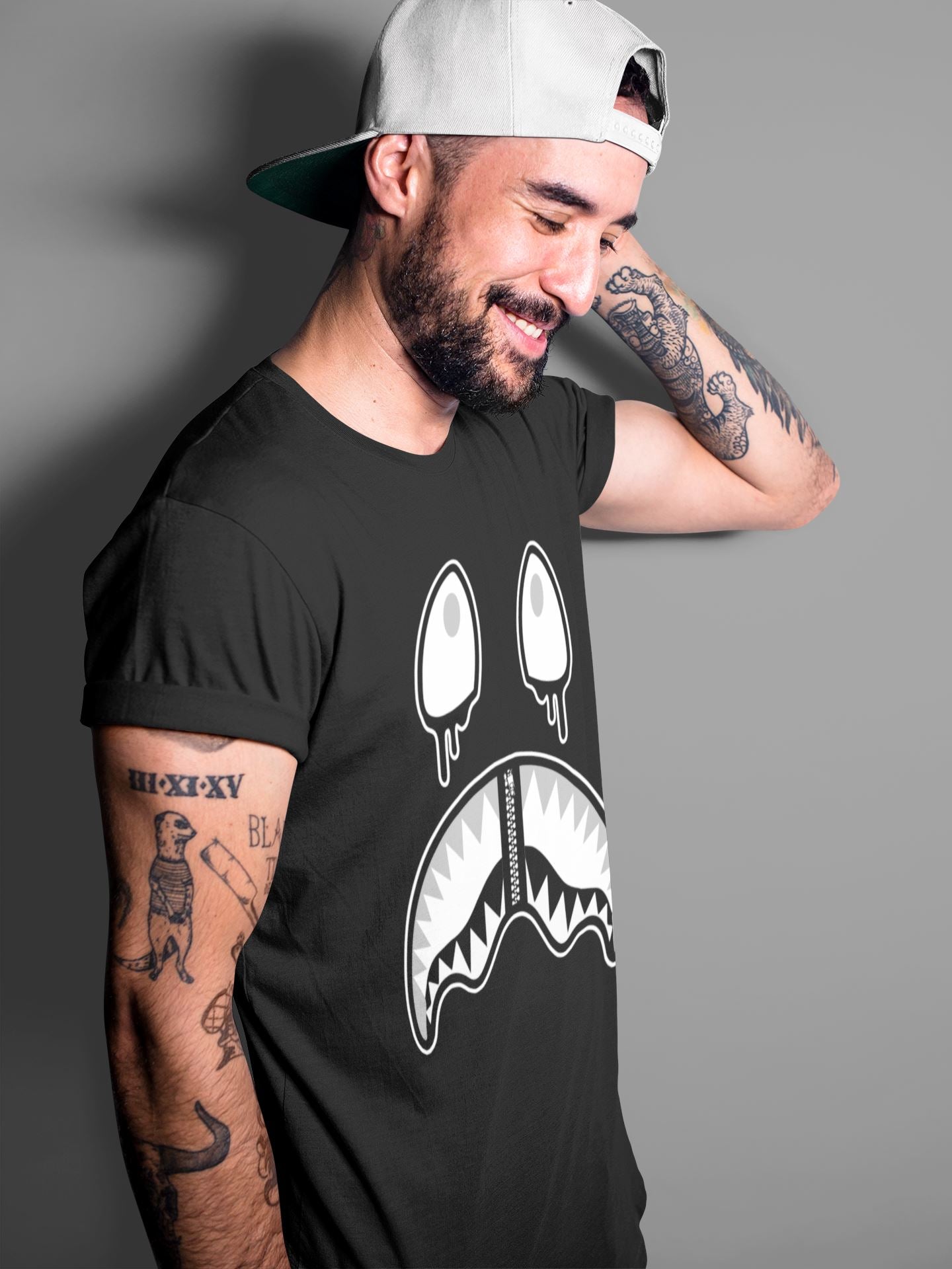 Shark Face Unisex Tops - Air Jordan 4 Military Black