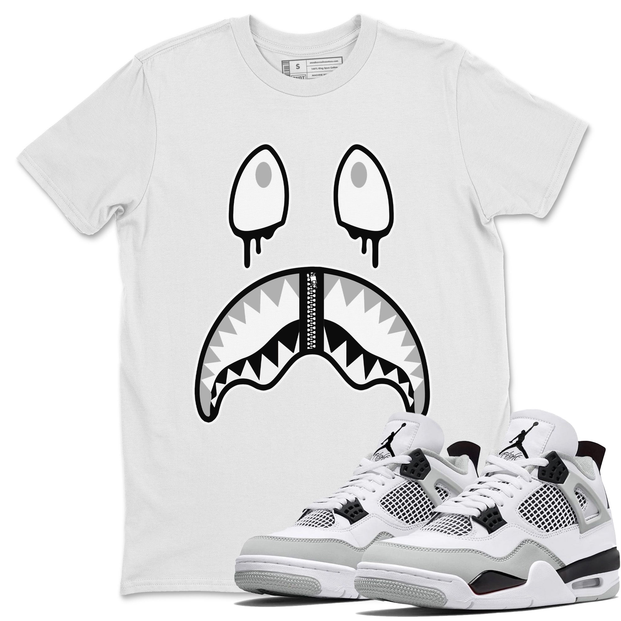 Shark Face Unisex Tops - Air Jordan 4 Military Black