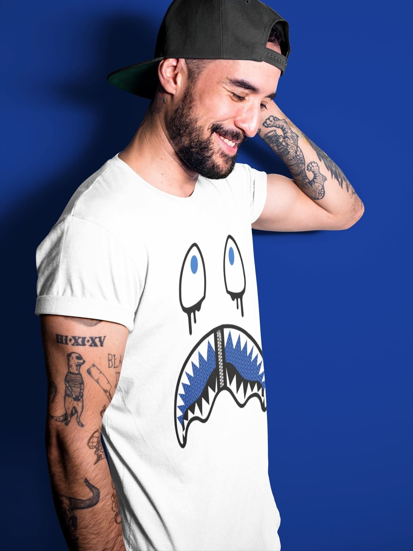Shark Face Unisex Tops - Yeezy 350 Dazzling Blue