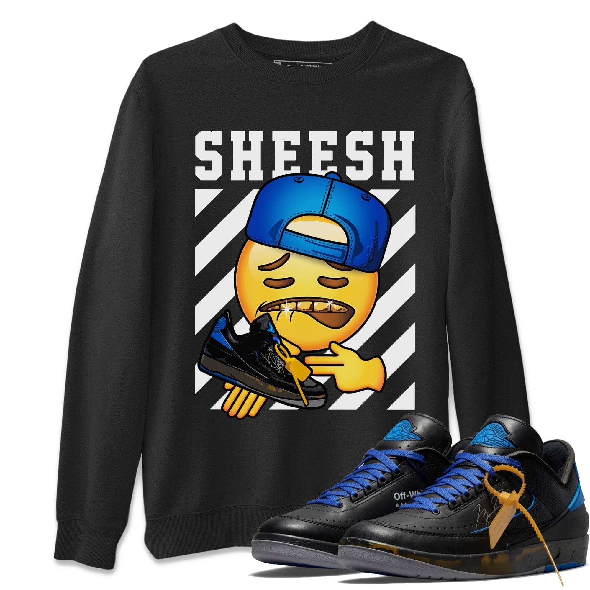 Sheesh Unisex Tops - Air Jordan 2 OFF-WHITE Black Blue