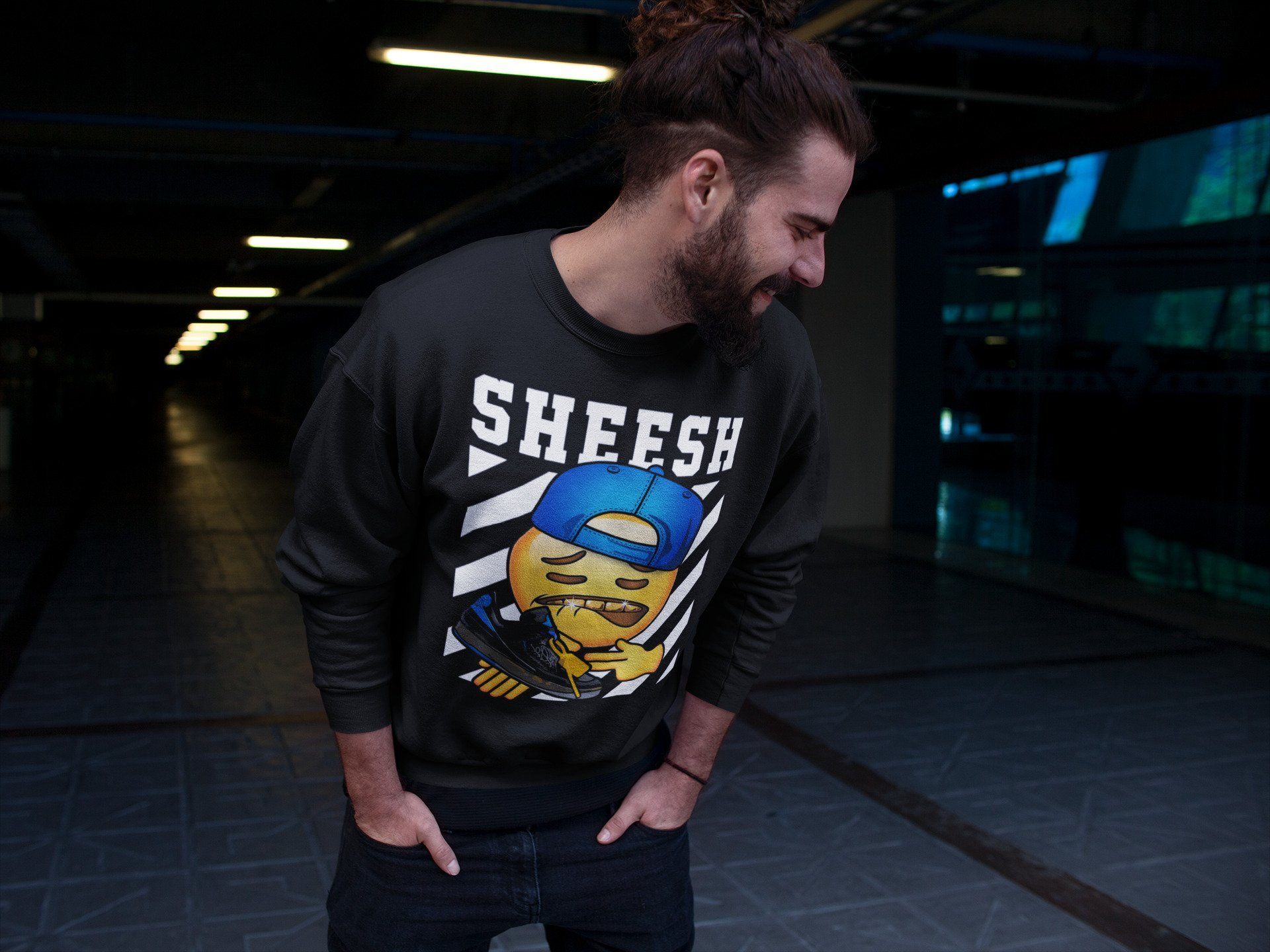 Sheesh Unisex Tops - Air Jordan 2 OFF-WHITE Black Blue