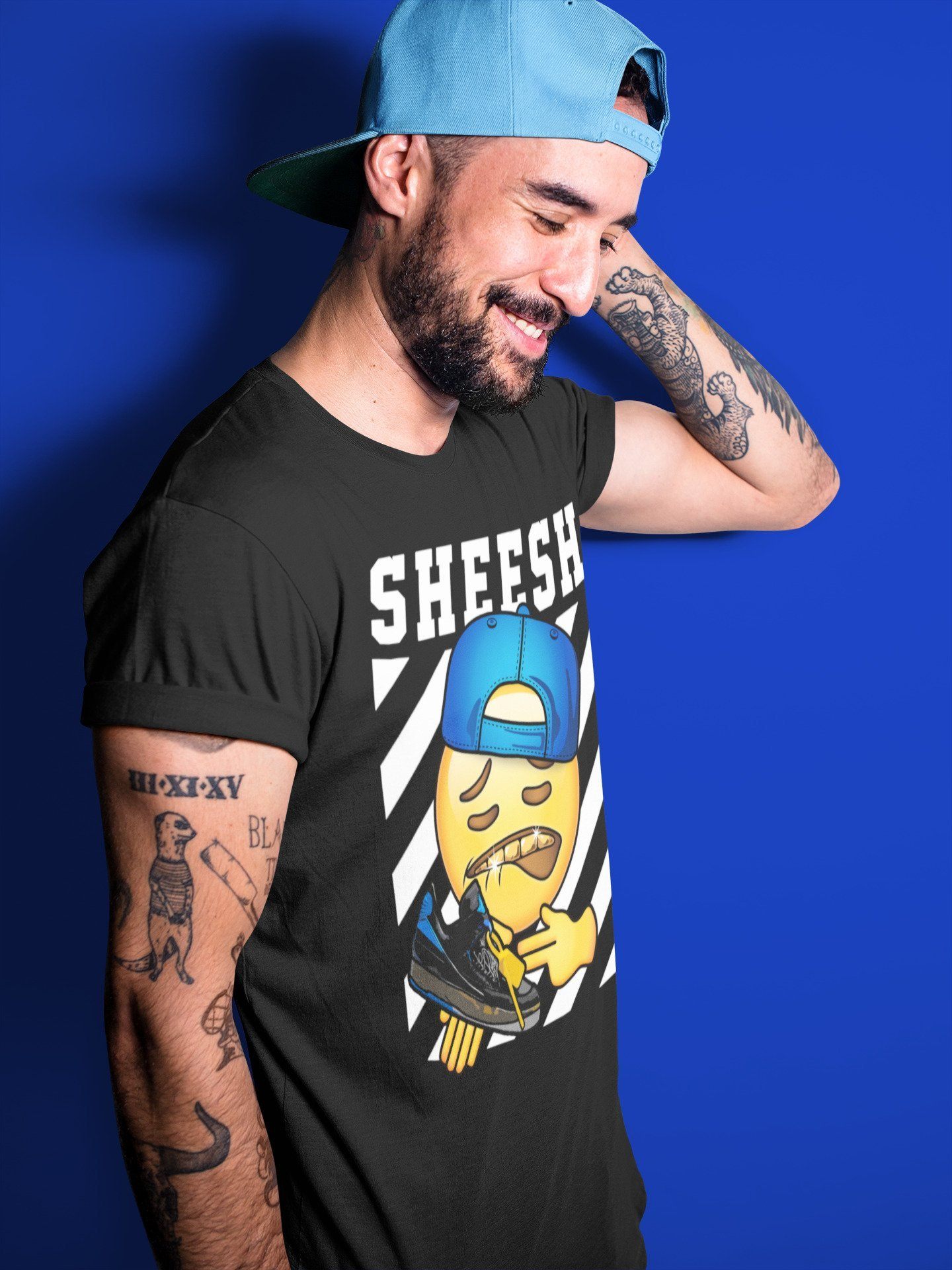 Sheesh Unisex Tops - Air Jordan 2 OFF-WHITE Black Blue