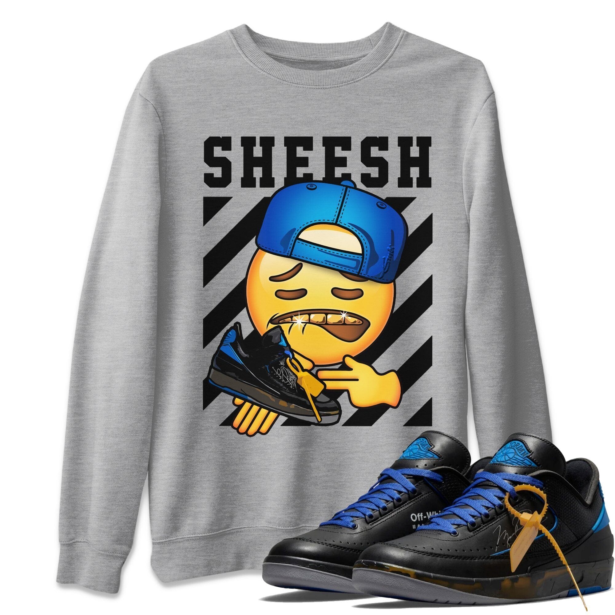 Sheesh Unisex Tops - Air Jordan 2 OFF-WHITE Black Blue