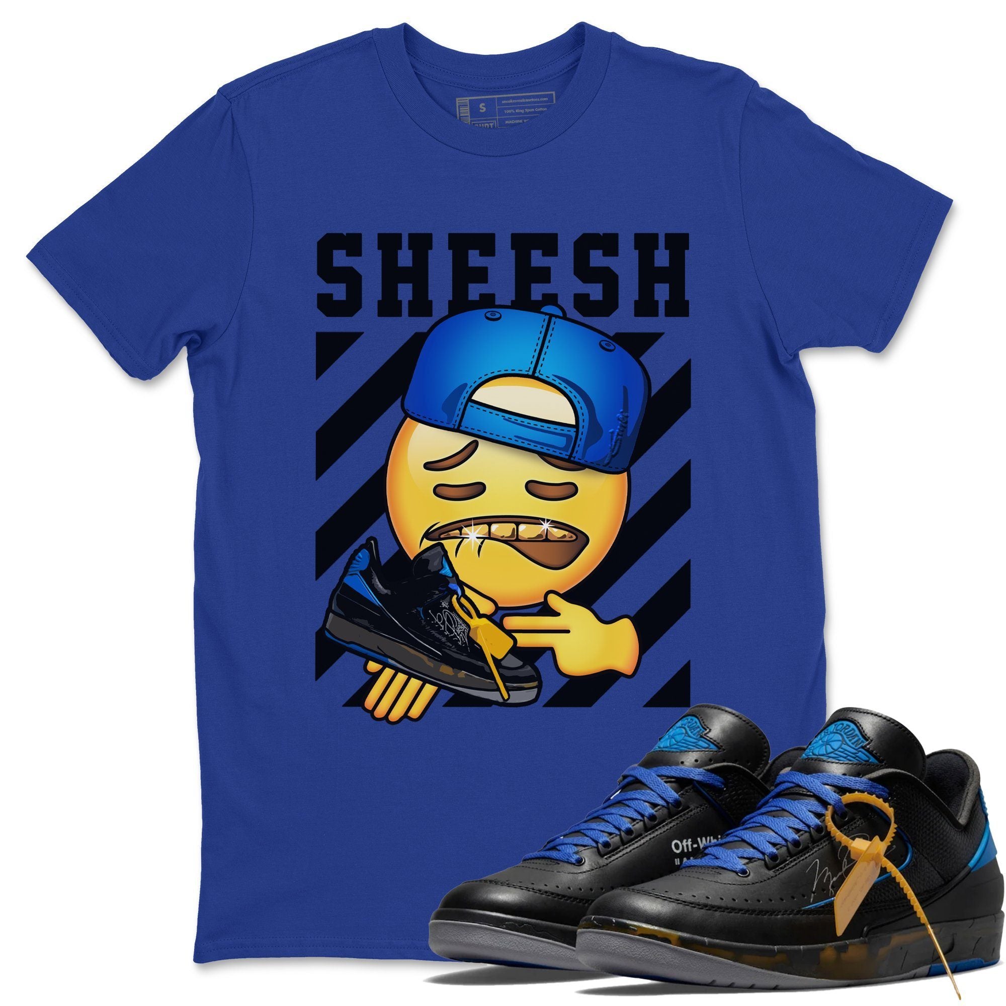 Sheesh Unisex Tops - Air Jordan 2 OFF-WHITE Black Blue