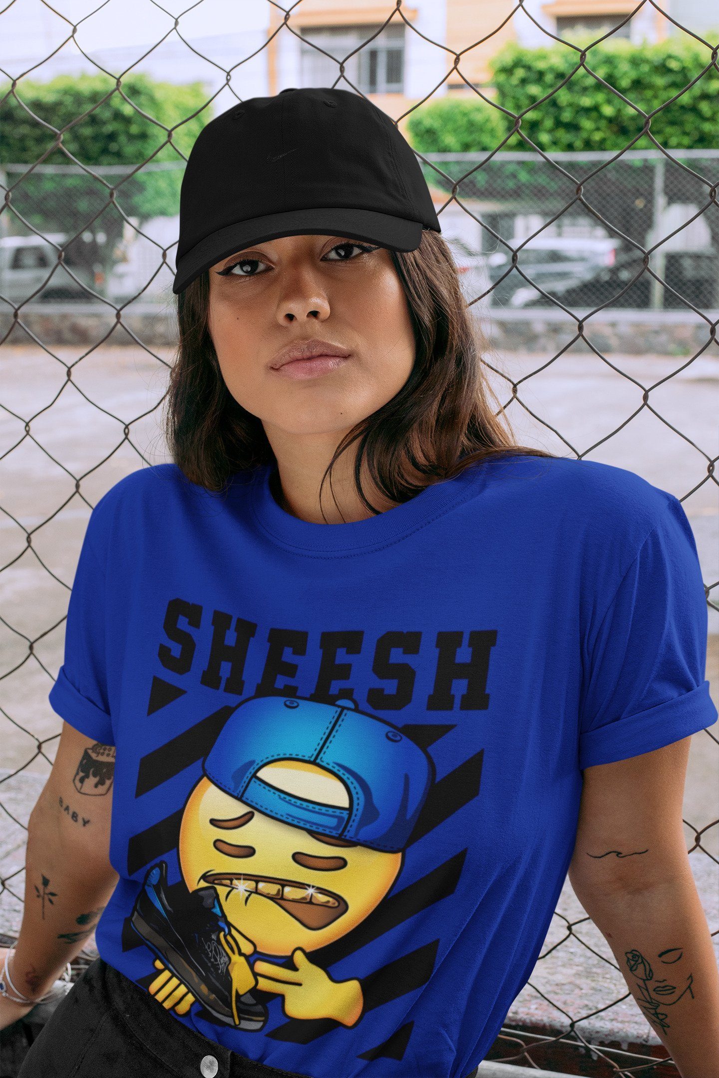 Sheesh Unisex Tops - Air Jordan 2 OFF-WHITE Black Blue
