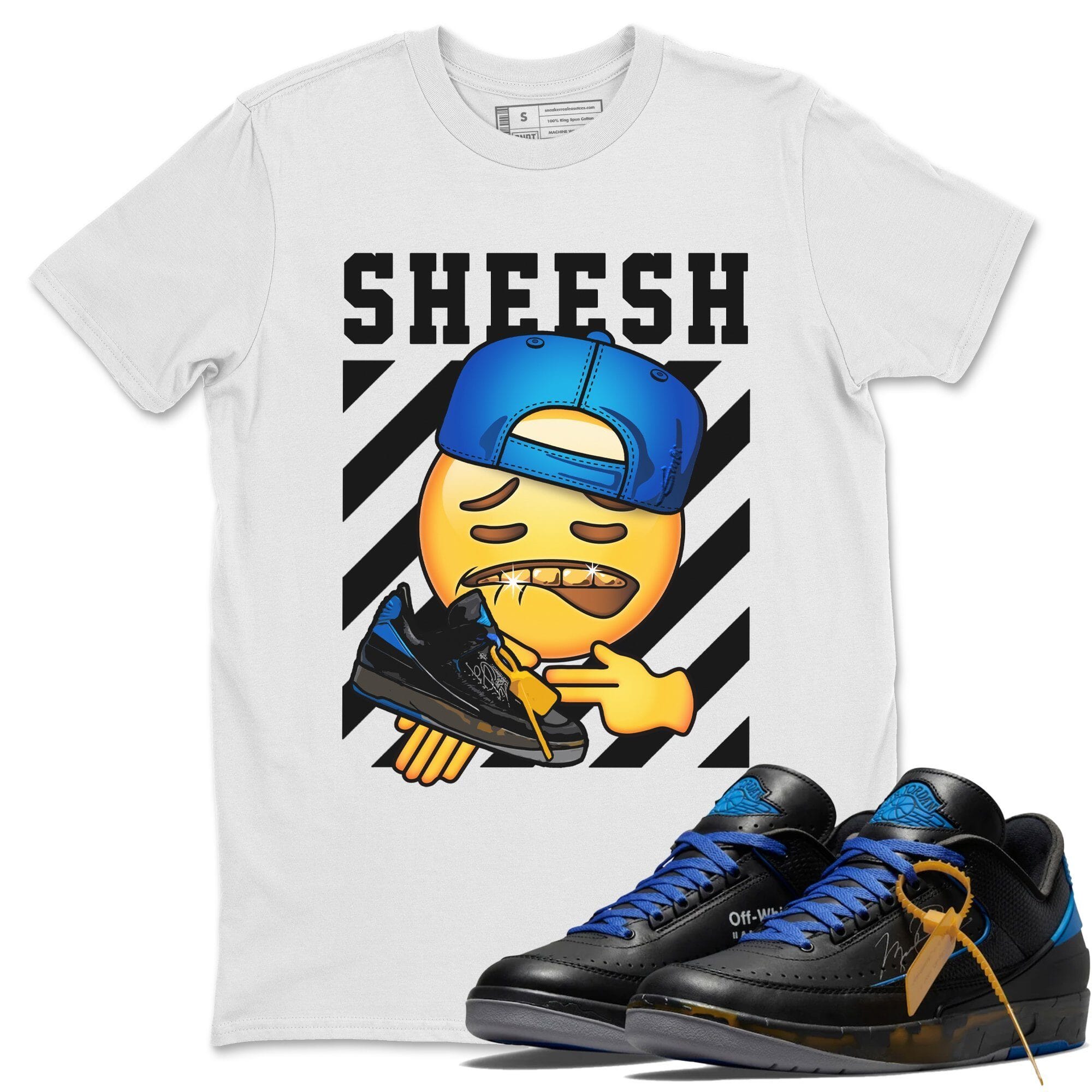 Sheesh Unisex Tops - Air Jordan 2 OFF-WHITE Black Blue