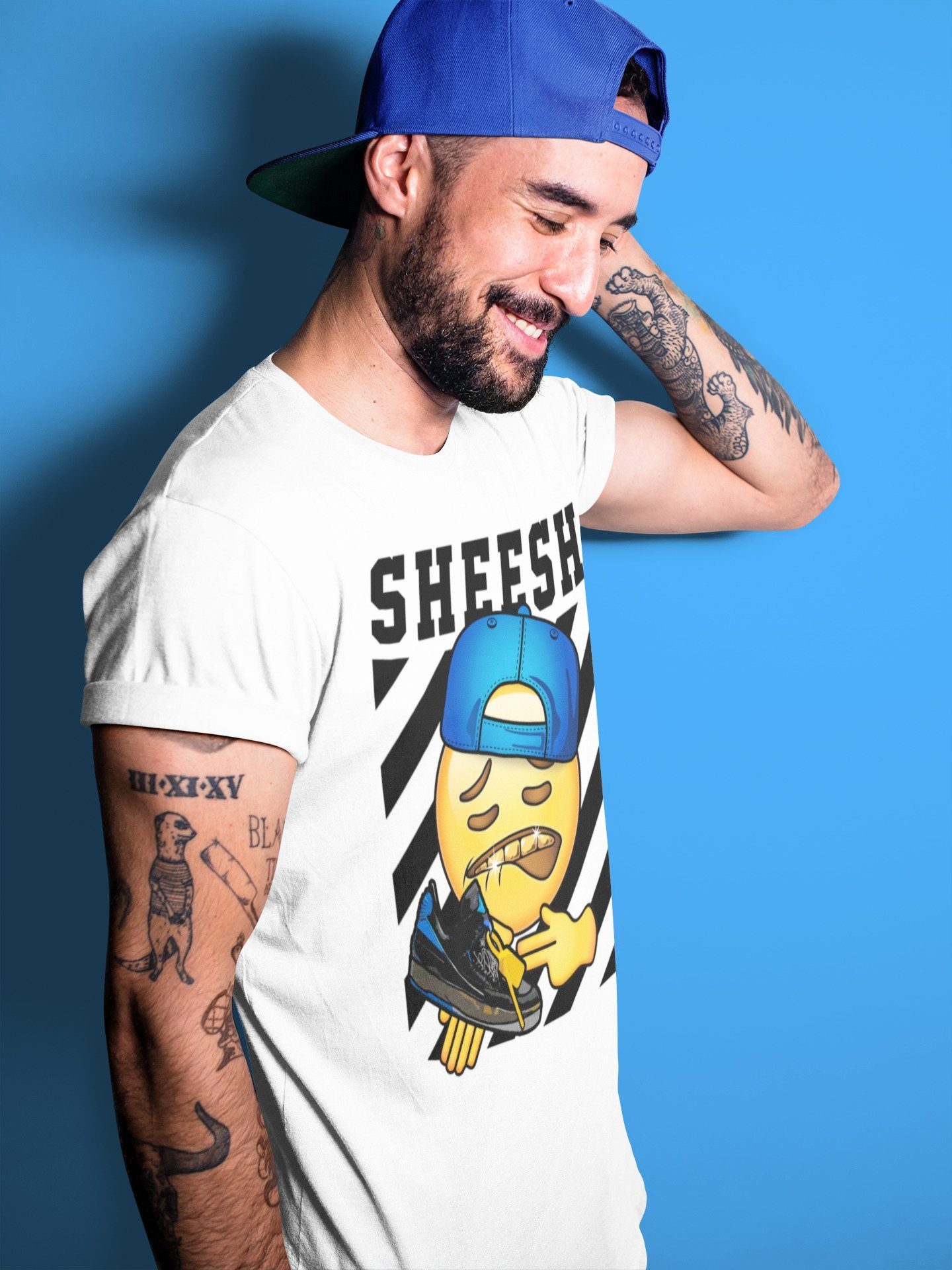 Sheesh Unisex Tops - Air Jordan 2 OFF-WHITE Black Blue