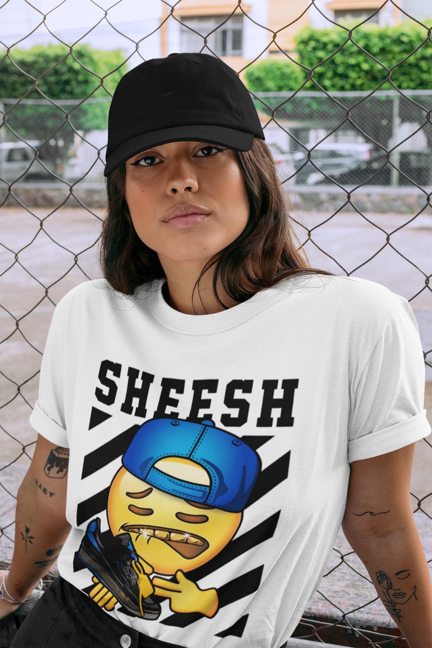 Sheesh Unisex Tops - Air Jordan 2 OFF-WHITE Black Blue