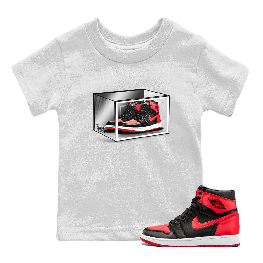 Shoe Box snkmatch Tee Kids - Air Jordan 1 Satin Bred