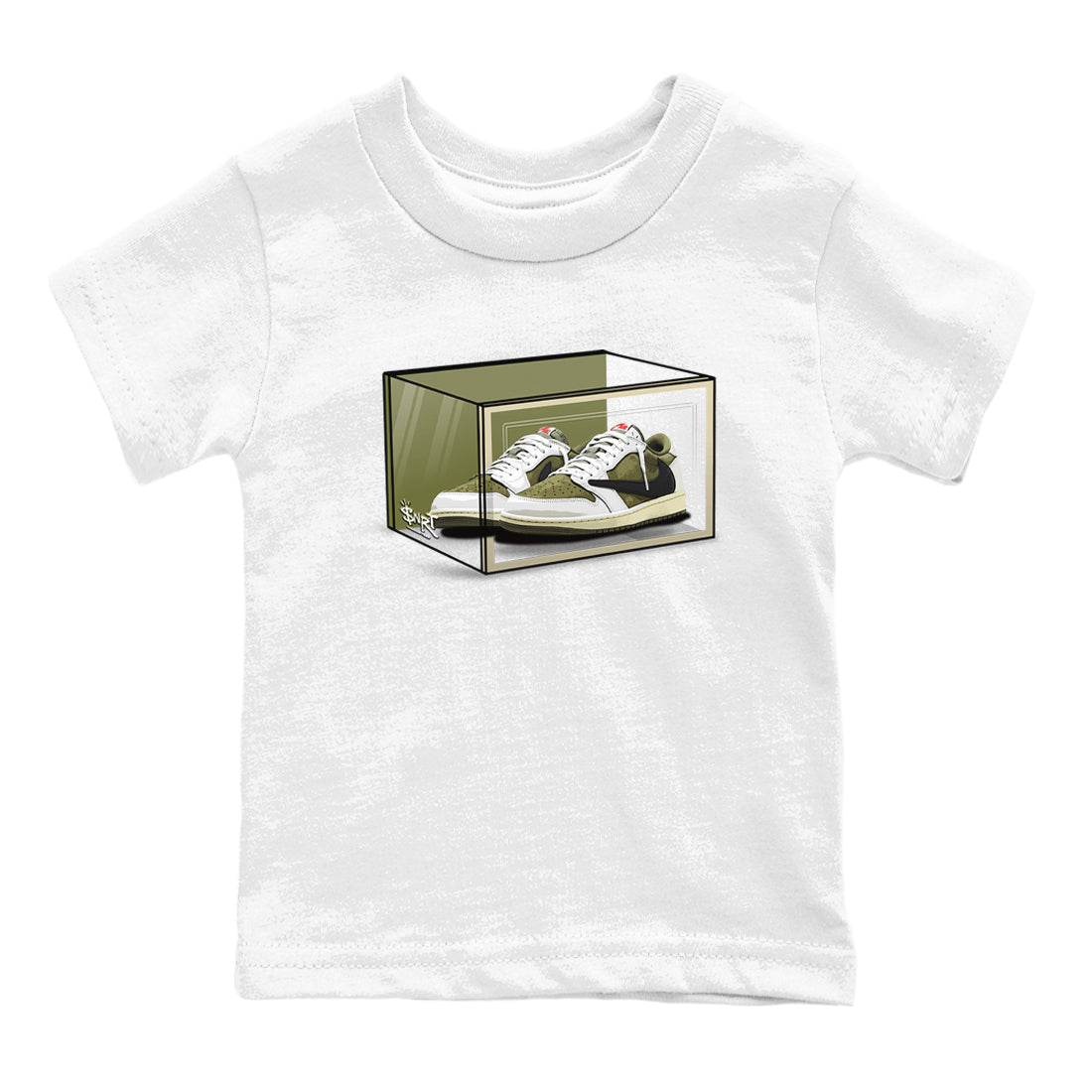 Shoe Box snkmatch Tees Kids - Air Jordan 1 Travis Scott Medium Olive