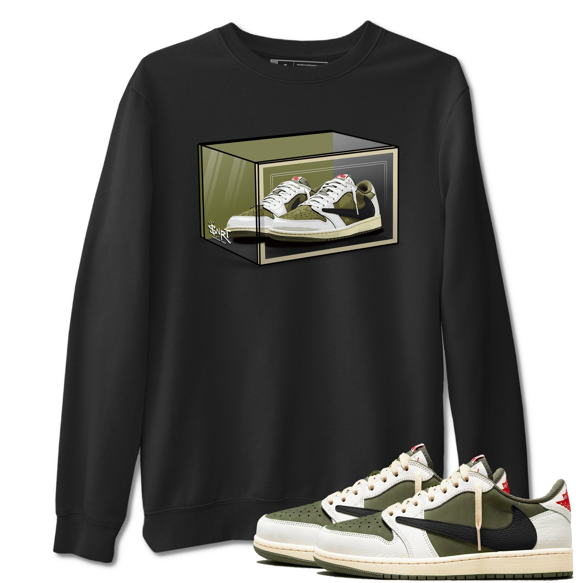 Shoe Box snkmatch Tees - Air Jordan 1 Travis Scott Medium Olive