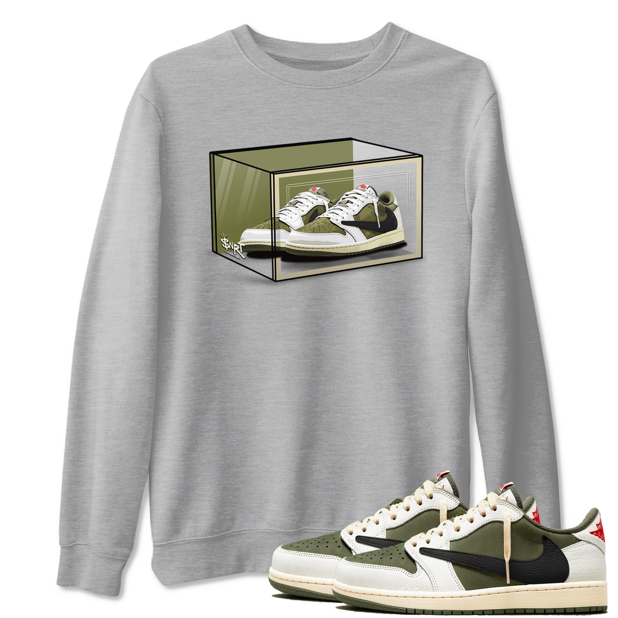 Shoe Box snkmatch Tees - Air Jordan 1 Travis Scott Medium Olive