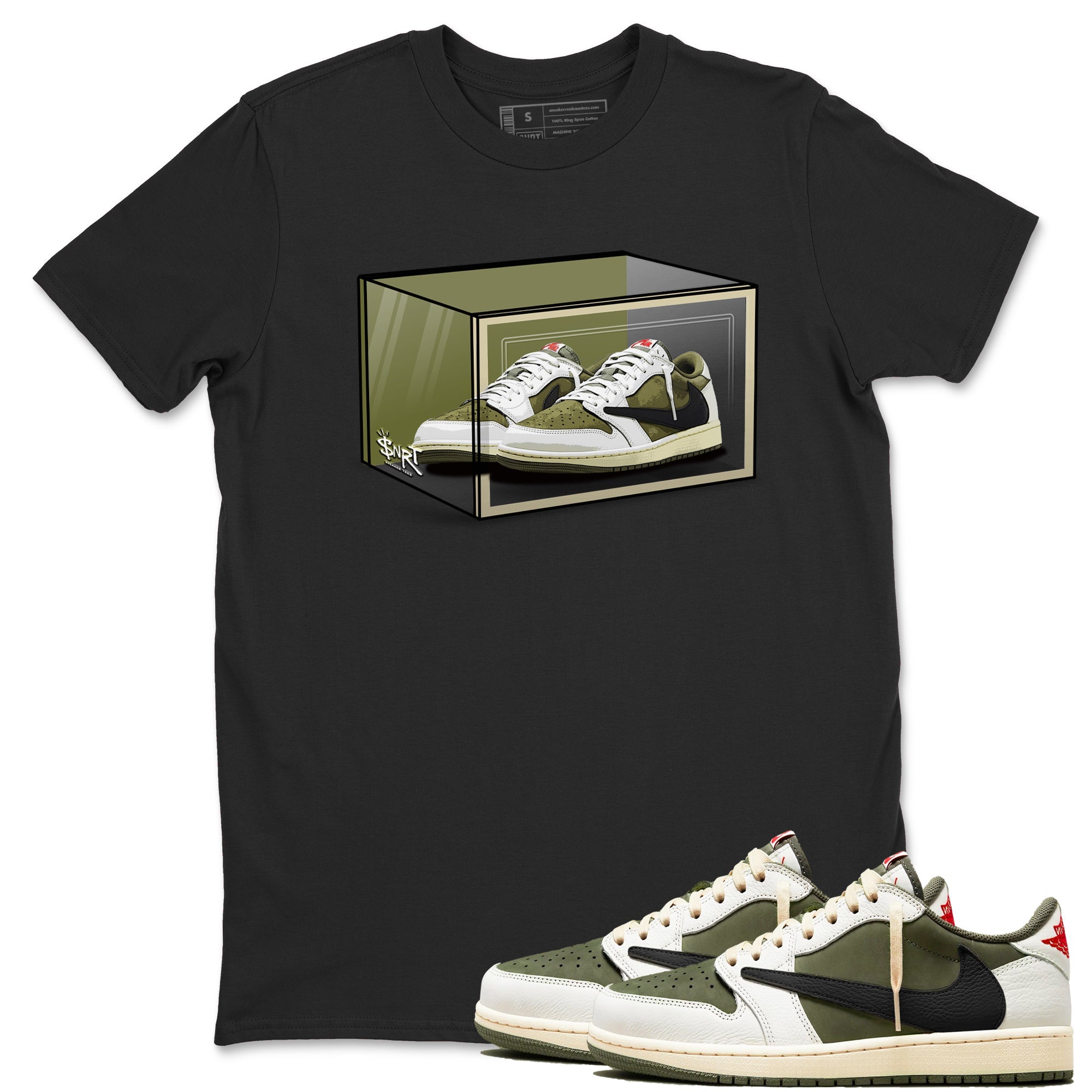 Shoe Box snkmatch Tees - Air Jordan 1 Travis Scott Medium Olive