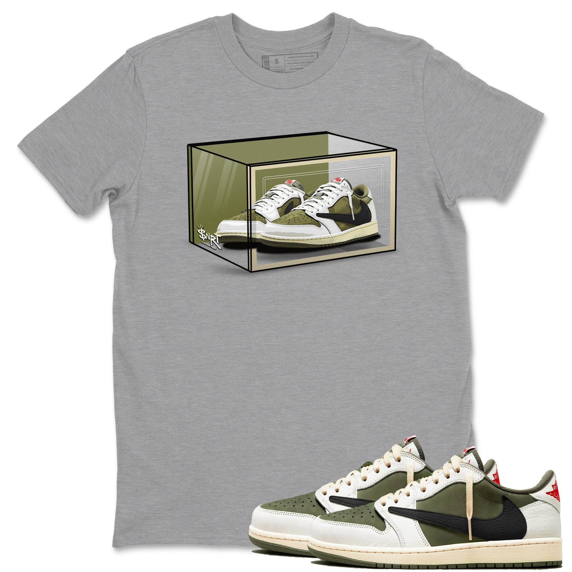 Shoe Box snkmatch Tees - Air Jordan 1 Travis Scott Medium Olive
