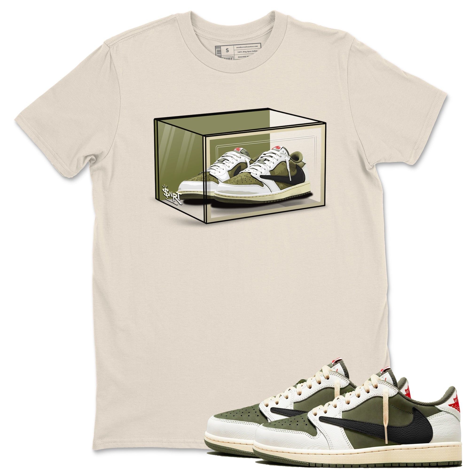 Shoe Box snkmatch Tees - Air Jordan 1 Travis Scott Medium Olive