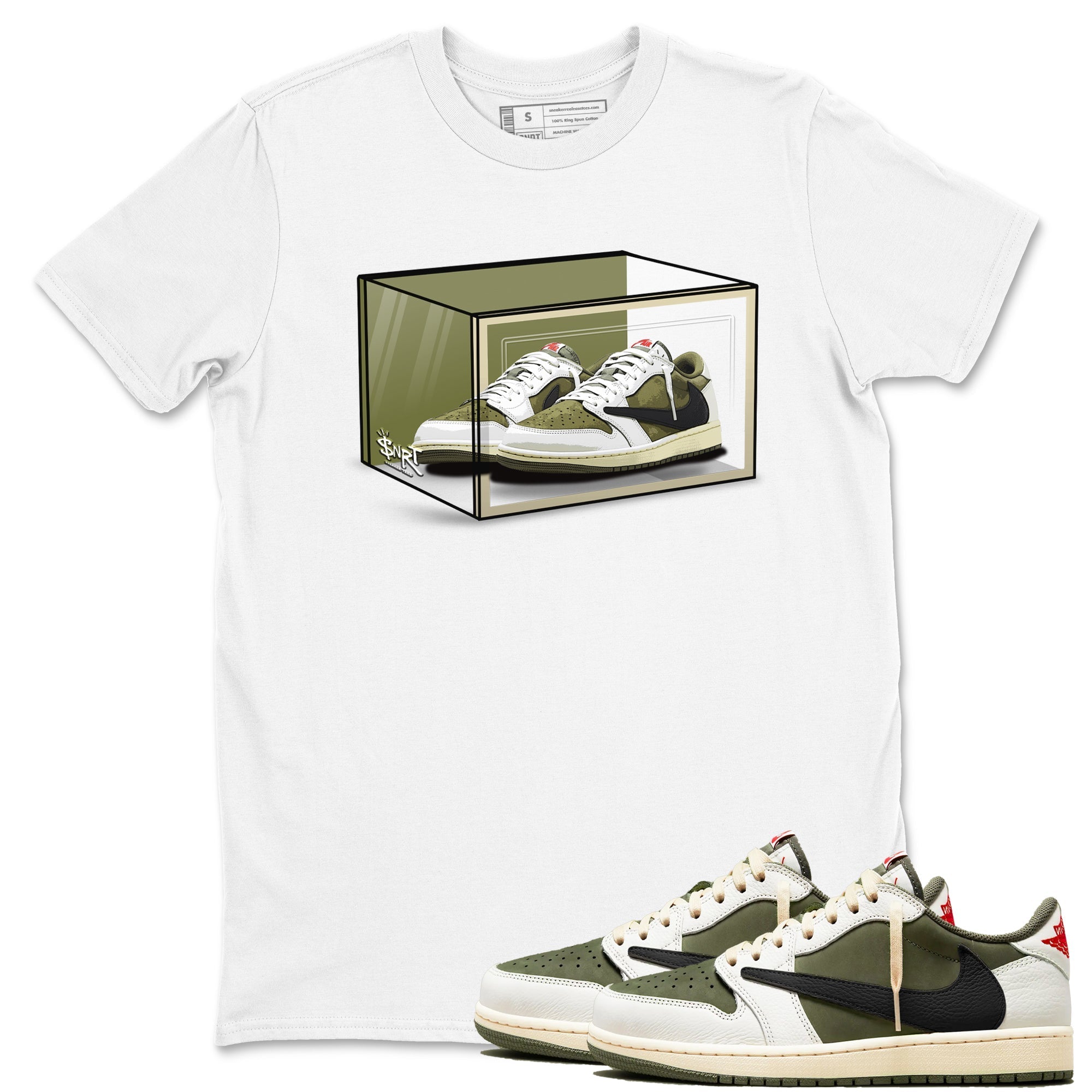 Shoe Box snkmatch Tees - Air Jordan 1 Travis Scott Medium Olive