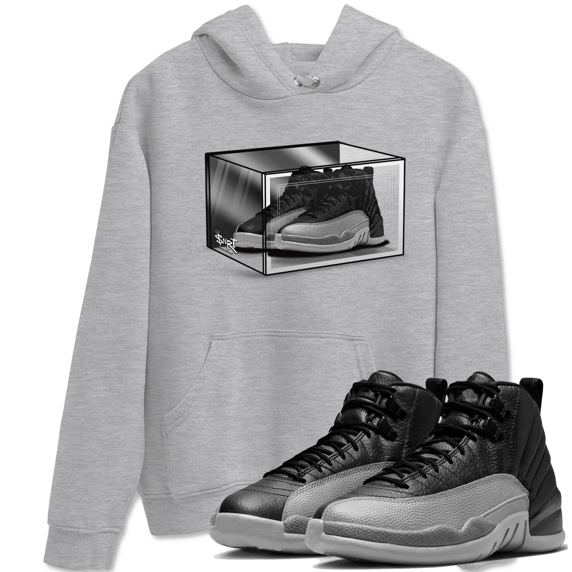Shoe Box snkmatch Tees - Air Jordan 12 Black Wolf Grey