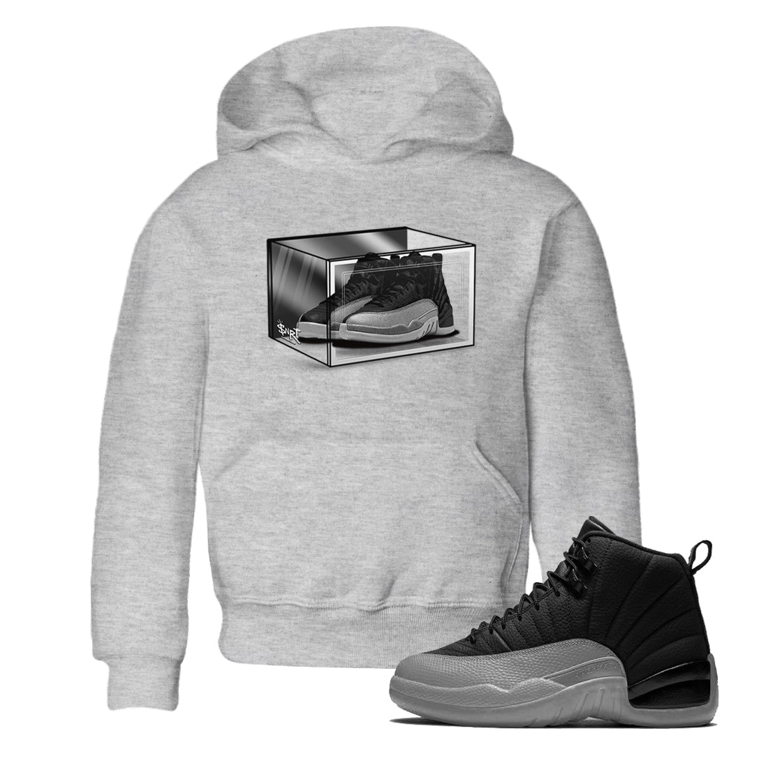 Shoe Box snkmatch Tees Kids - Air Jordan 12 Black Wolf Grey