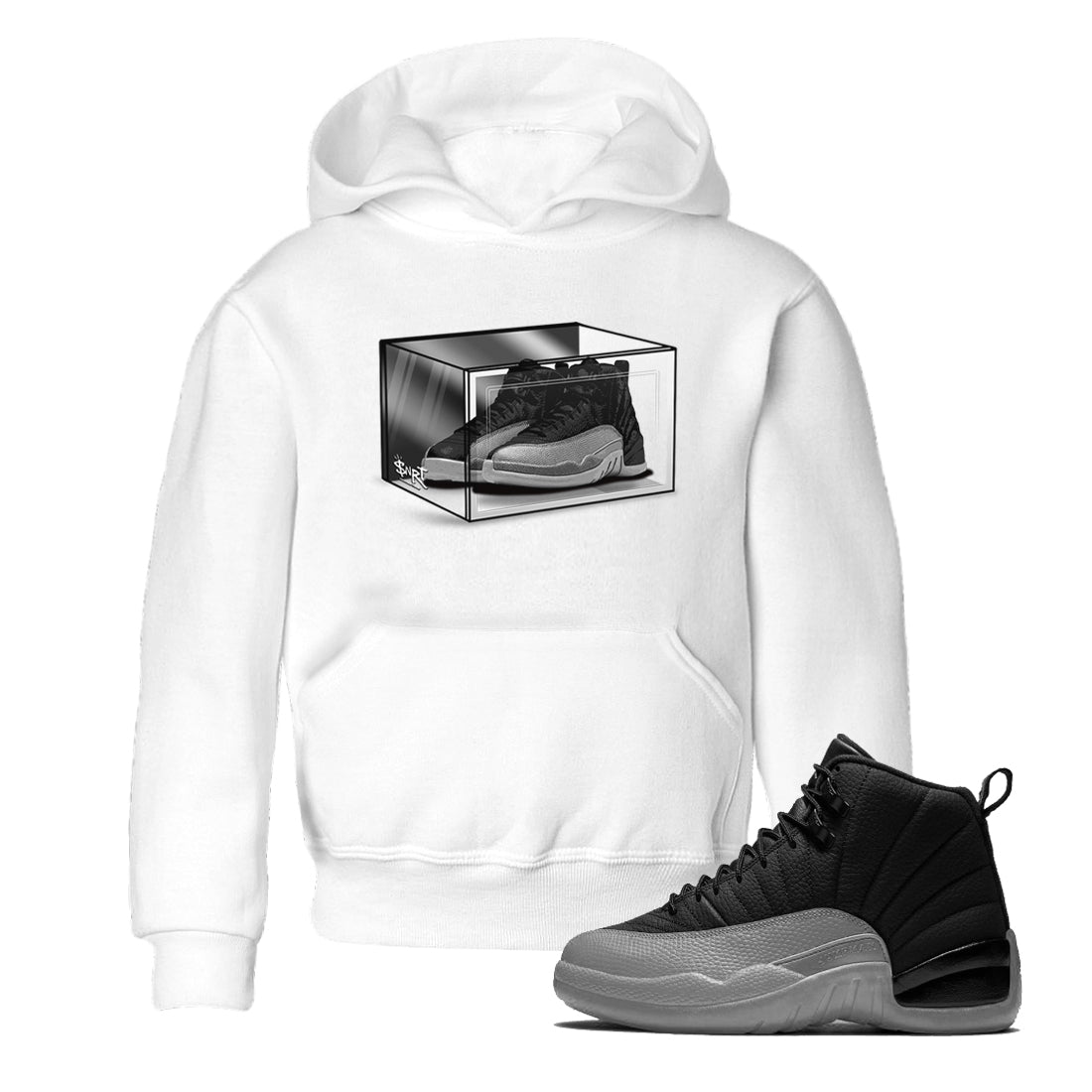Shoe Box snkmatch Tees Kids - Air Jordan 12 Black Wolf Grey