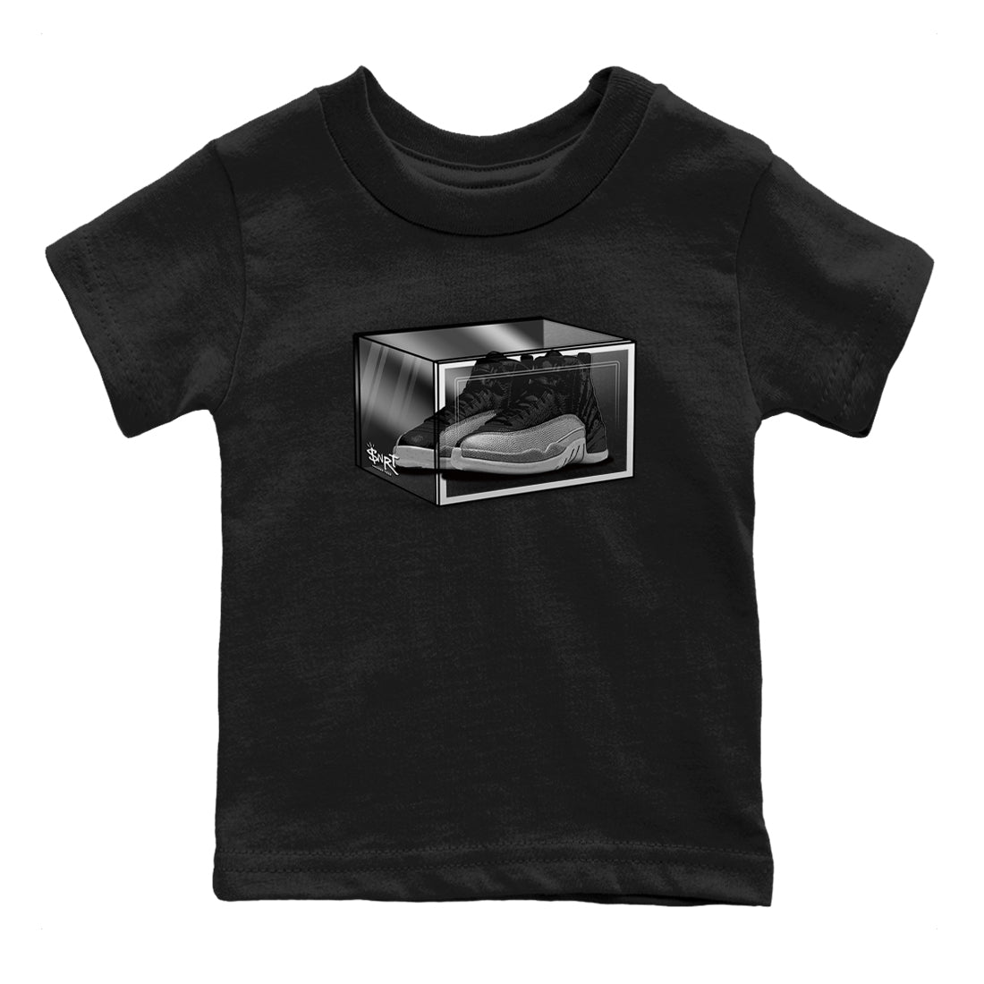 Shoe Box snkmatch Tees Kids - Air Jordan 12 Black Wolf Grey
