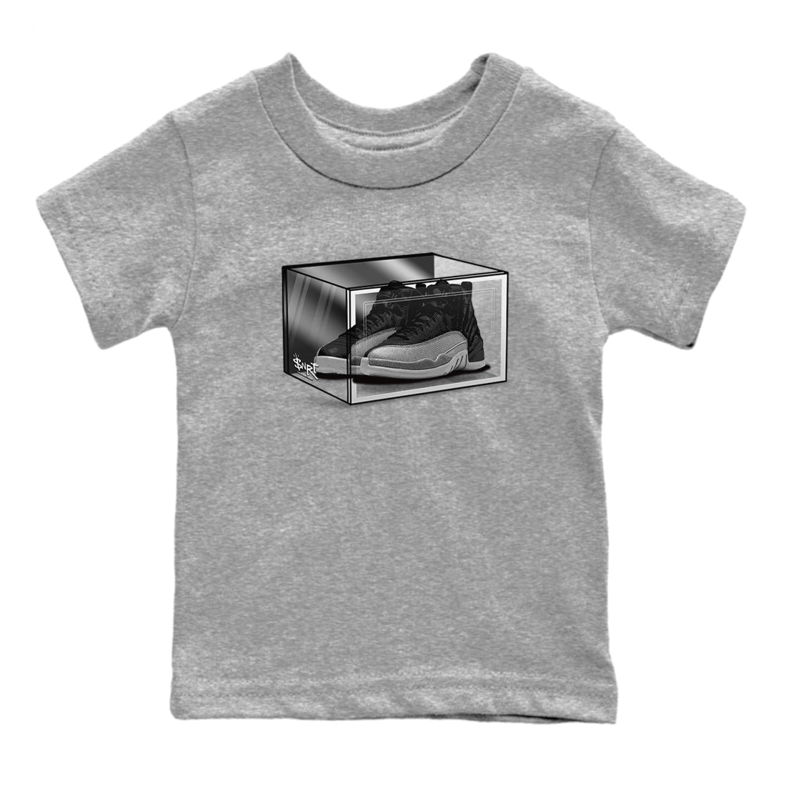 Shoe Box snkmatch Tees Kids - Air Jordan 12 Black Wolf Grey
