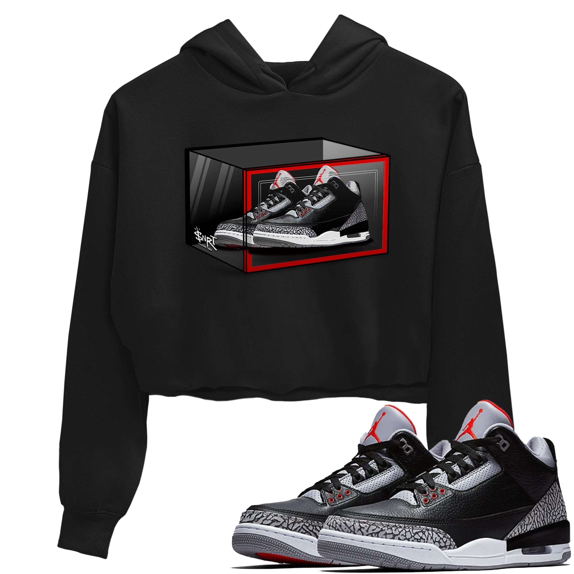 Shoe Box snkmatch Women's Top - Air Jordan 3 Black Cement