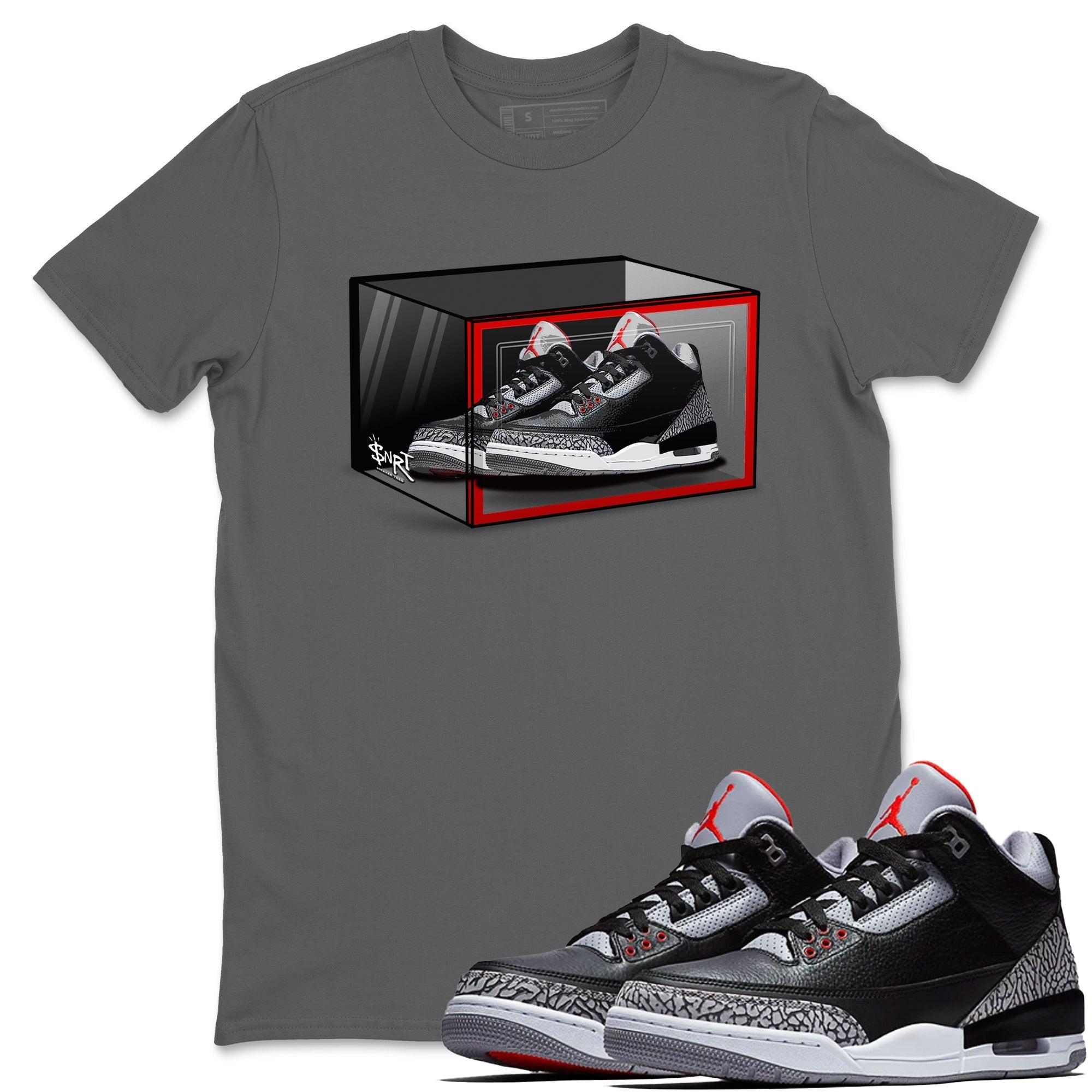 Shoe Box snkmatch Tees - Air Jordan 3 Black Cement