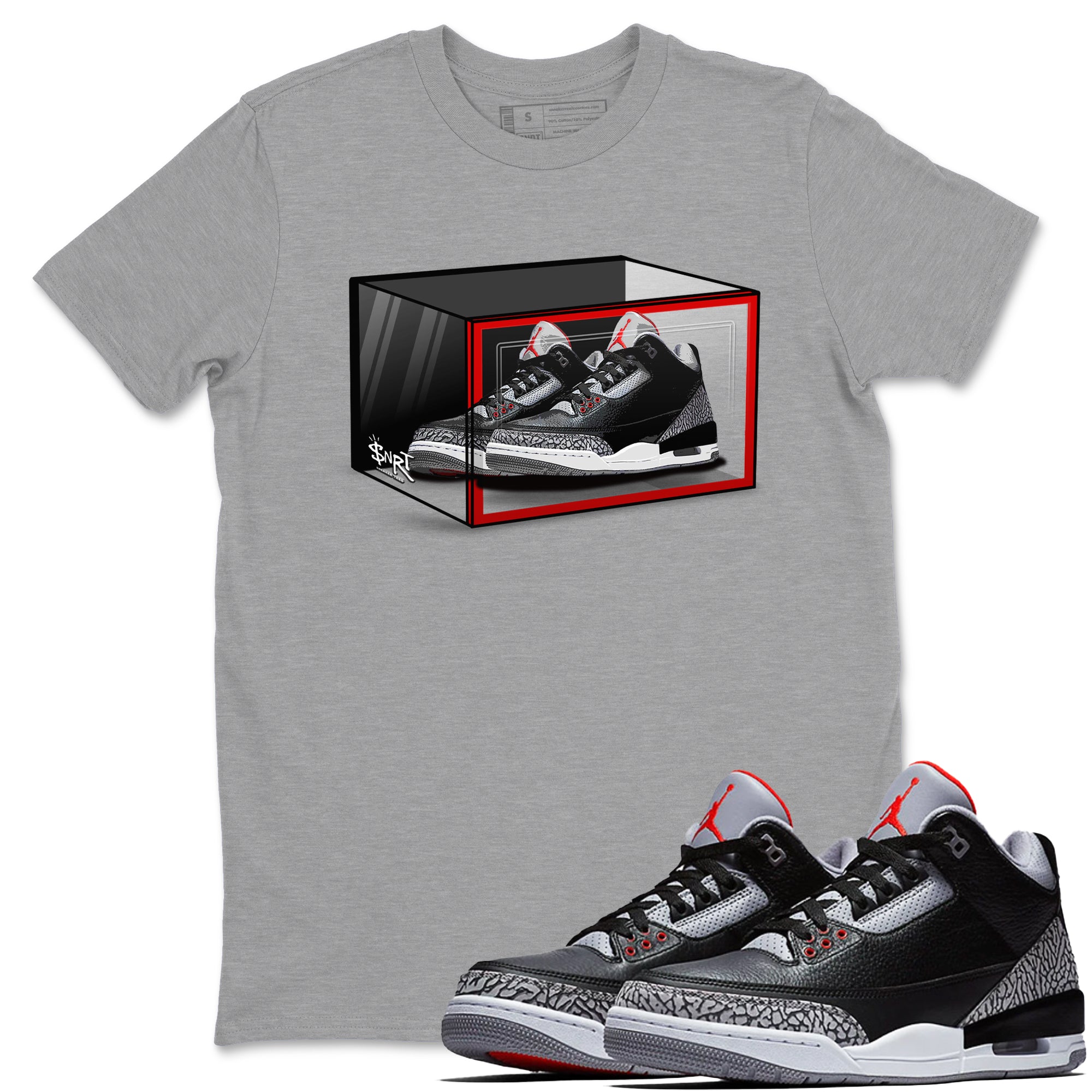 Shoe Box snkmatch Tees - Air Jordan 3 Black Cement