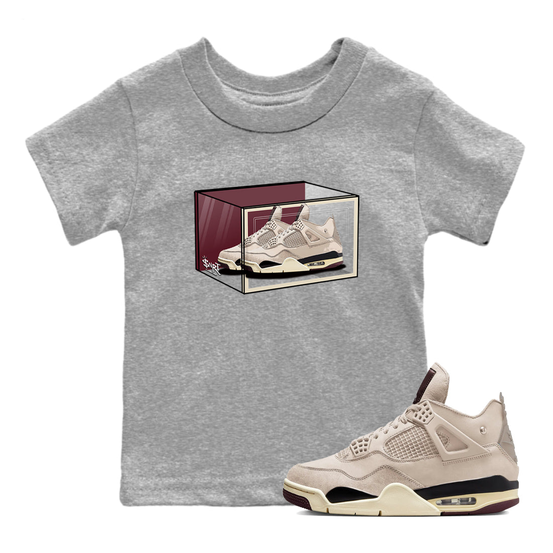 Shoe Box snkmatch Tees Kids - Air Jordan 4 A Ma Maniere x Fossil Stone