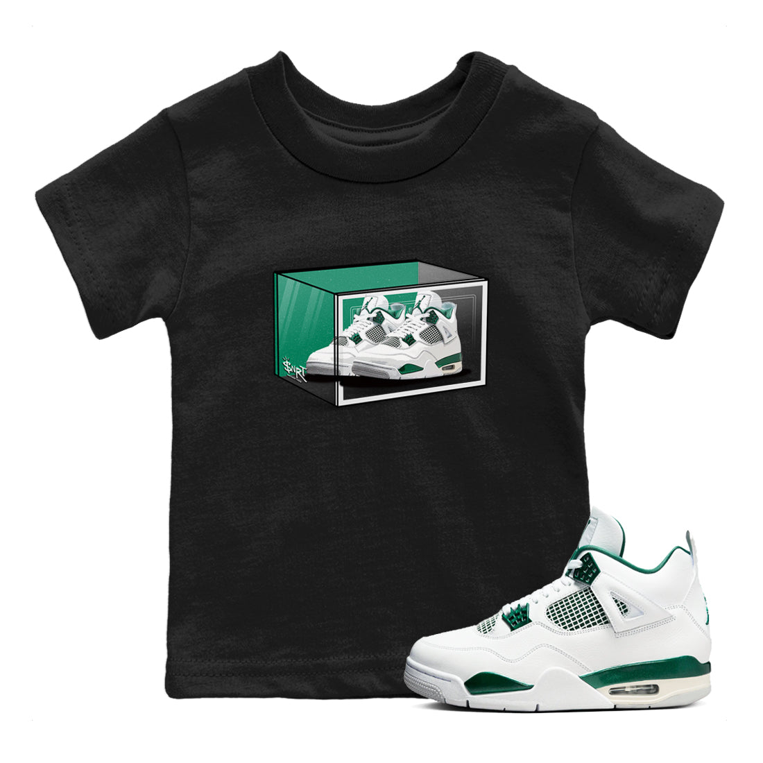 Shoe Box snkmatch Tees Kids - Air Jordan 4 Oxidized Green