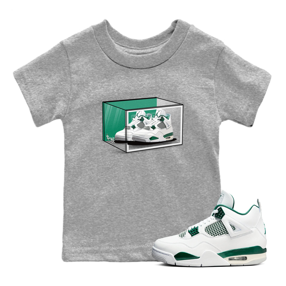 Shoe Box snkmatch Tees Kids - Air Jordan 4 Oxidized Green