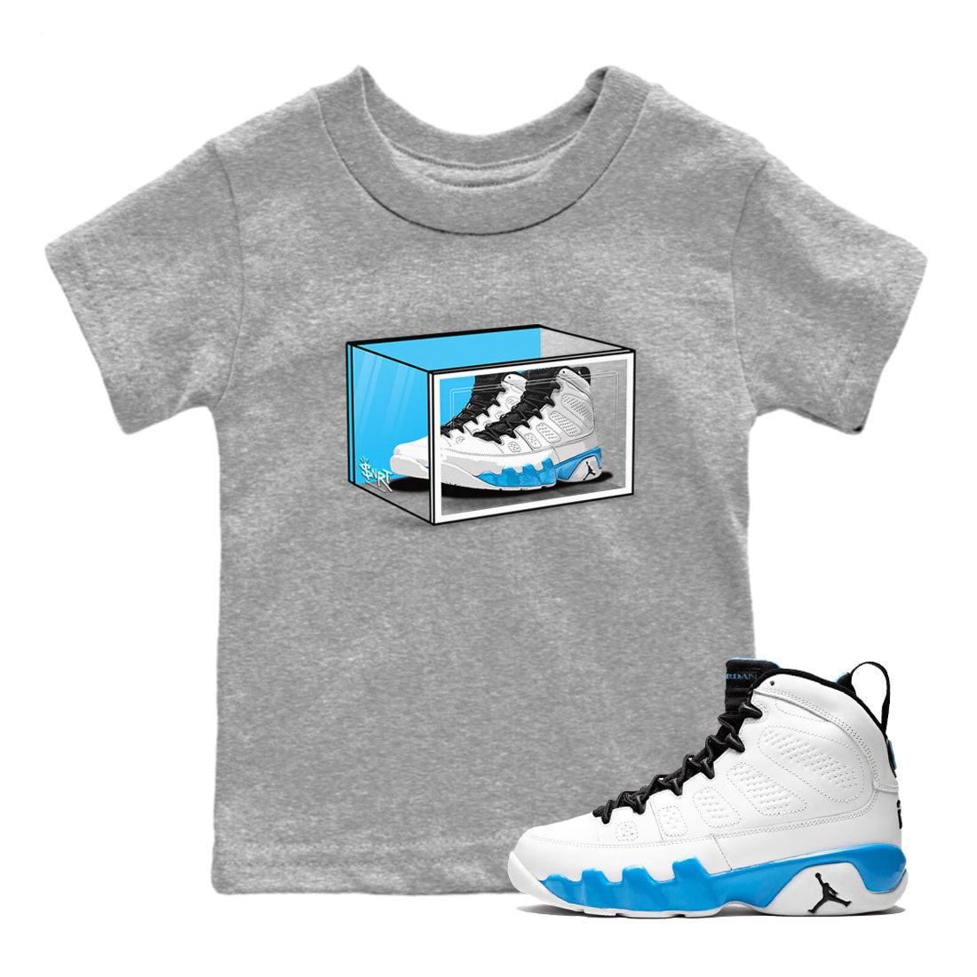 Shoe Box snkmatch Tees Kids - Air Jordan 9 Powder Blue